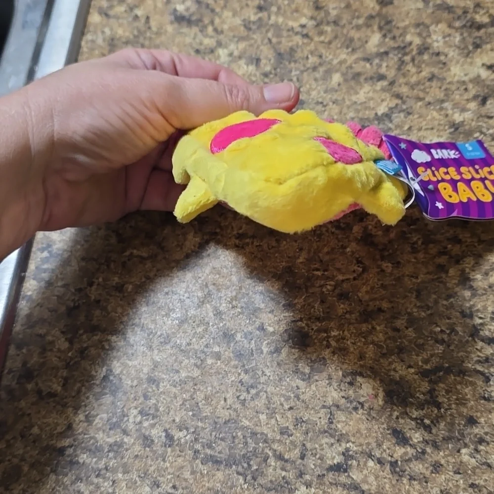 Bark Slice Sloce BabyYellow and Pink Pizza Dog Toy NWT‎ Size Small 0-20 Pounds